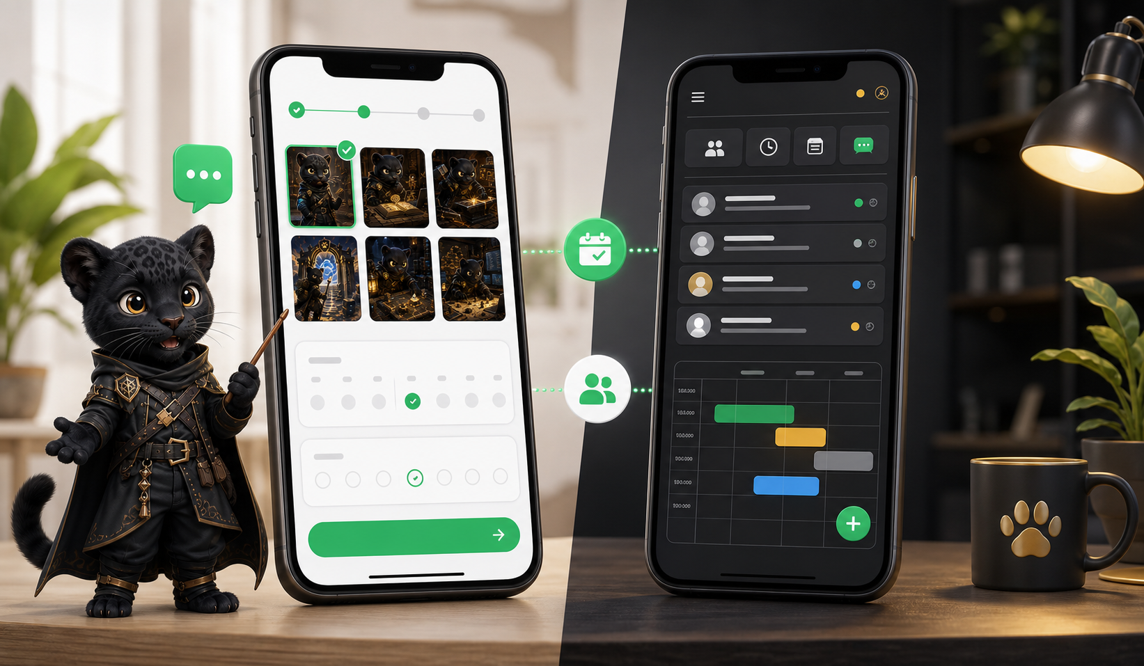 LINE預約系統手機前台與後台操作示意